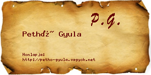 Pethő Gyula névjegykártya